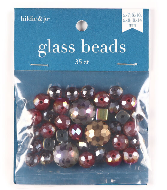 35pc Iridescent Burgundy & Blue Mixed Glass Beads by hildie & jo