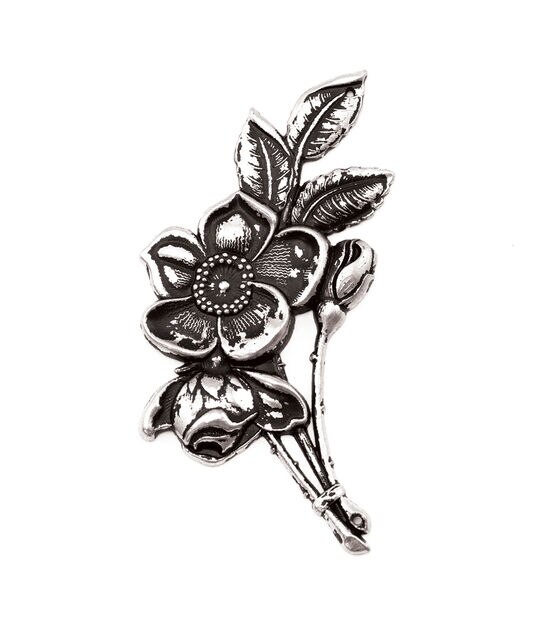 Tim Holtz Assemblage 4" Silver Bouquet Charm, , hi-res, image 2