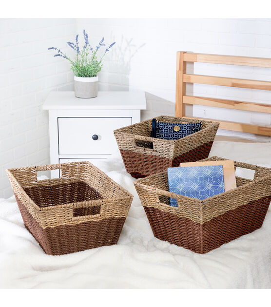 Honey Can Do 12" x 17" Seagrass Rectangle Nesting Baskets 3ct, , hi-res, image 2
