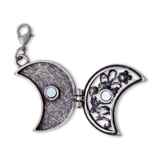 1" x 0.5" Antique Silver Moon Locket Pendant by hildie & jo, , hi-res, image 3