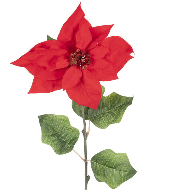 28.5" Red Poinsettia Stem by Bloom Room, , hi-res, image 2