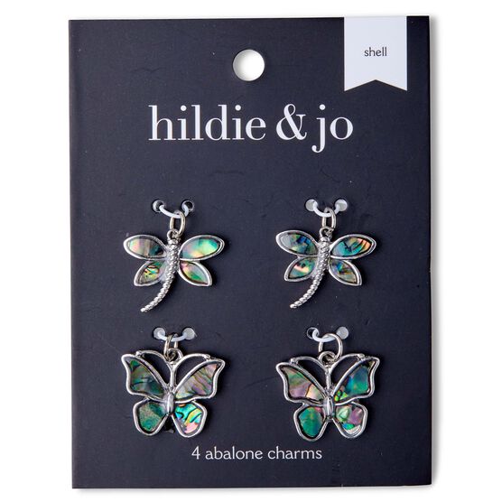 4ct Abalone Shell Dragonfly & Butterfly Charms by hildie & jo