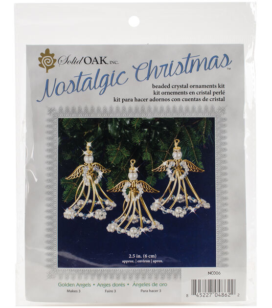 Solid Oak Nostalgic Christmas Beaded Crystal Ornaments Kit Golden Angels