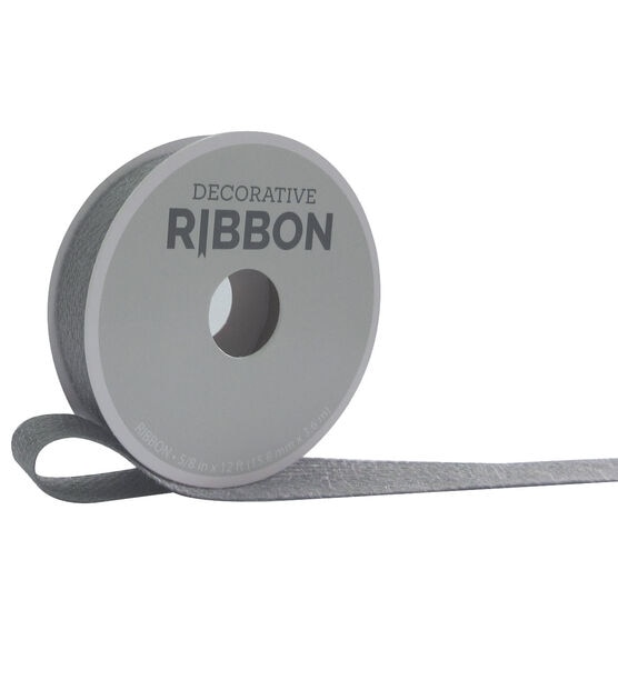 Decorative Ribbon 5/8''x12' Narrow Burlap Ribbon Gray