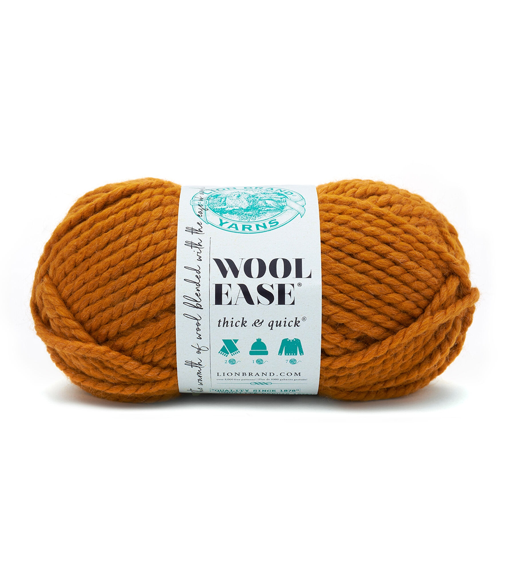 Lion Brand Wool Ease Thick & Quick Super Bulky Acrylic Blend Yarn, Butterscotch, hi-res