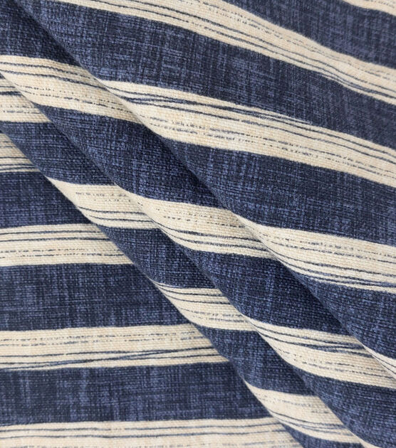 Stripe Navy Cotton Canvas Fabric, , hi-res, image 2