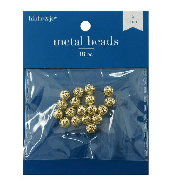 6mm Gold Metal Filigree Ball Beads 18pc by hildie & jo