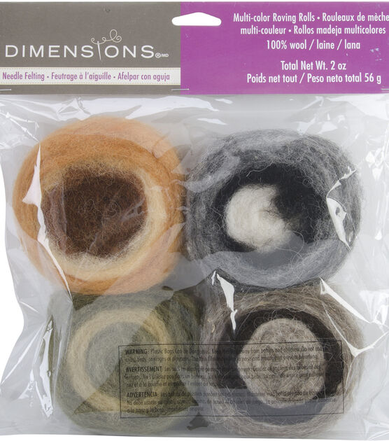 Dimensions 2o Feltworks Earth Tones Wool Roving Rolls