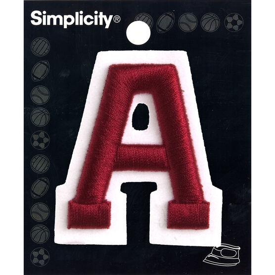 Wrights Raised Embroidery Letter Iron On, Red-2", , hi-res, image 1