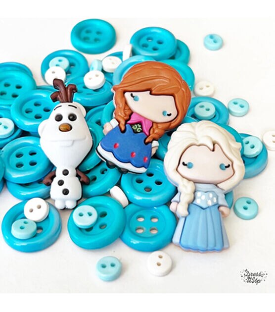 Dress It Up 3ct Plastic Disney Frozen Anna & Elsa Novelty Buttons, , hi-res, image 2