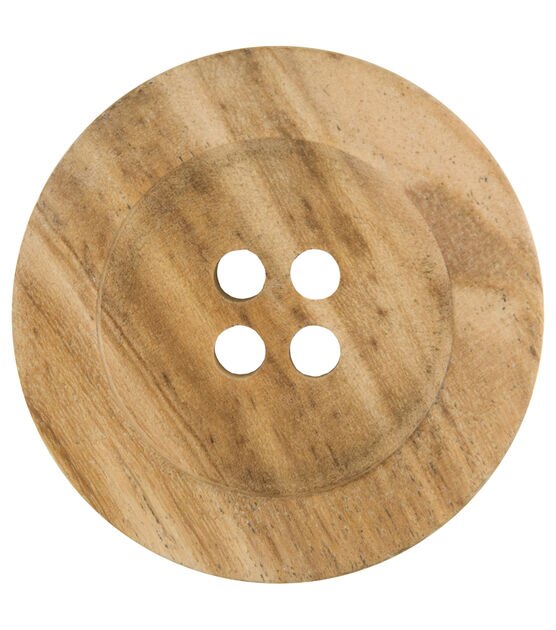 La Mode 2" Tan Wood Round 4 Hole Button, , hi-res, image 2