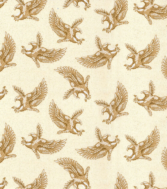 Fabric Traditions Eagles on Parchement Glitter Patriotic Cotton Fabric, , hi-res, image 2