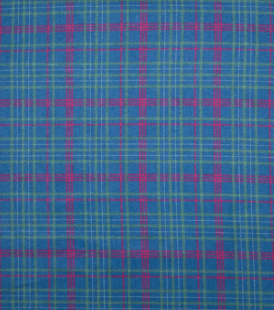 Super Snuggle Sam Blue Red Green Plaid Flannel Fabric, , hi-res, image 2