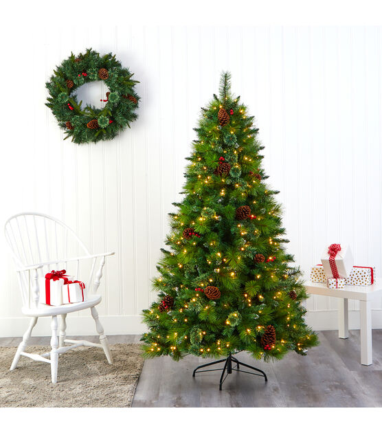 Nearly Natural 6' Clear Pre Lit Montana Mixed Pine Christmas Tree, , hi-res, image 5
