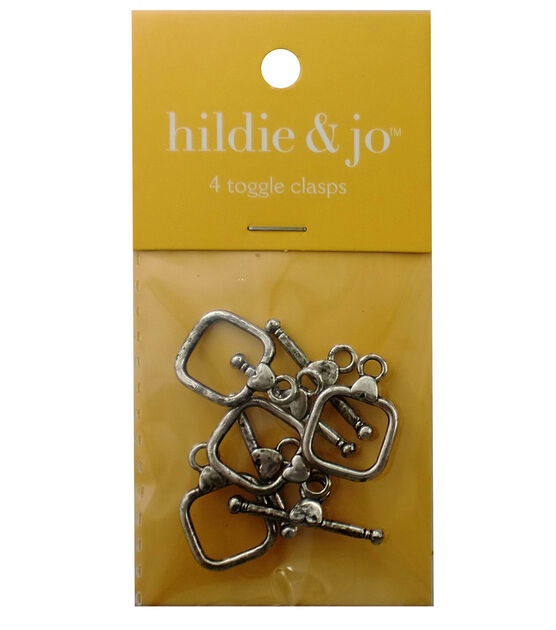 10mm Antique Silver Square Heart Metal Toggle Clasps 4pk by hildie & jo