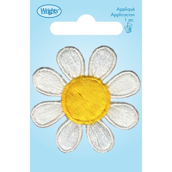 Wrights White & Yellow Daisy Iron On Patch