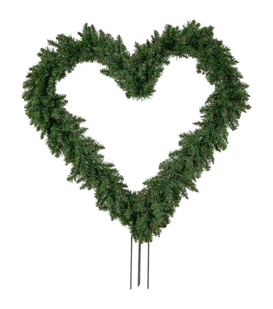 Northlight 25" Valentine's Day Pine Heart Wreath With Ground Stakes