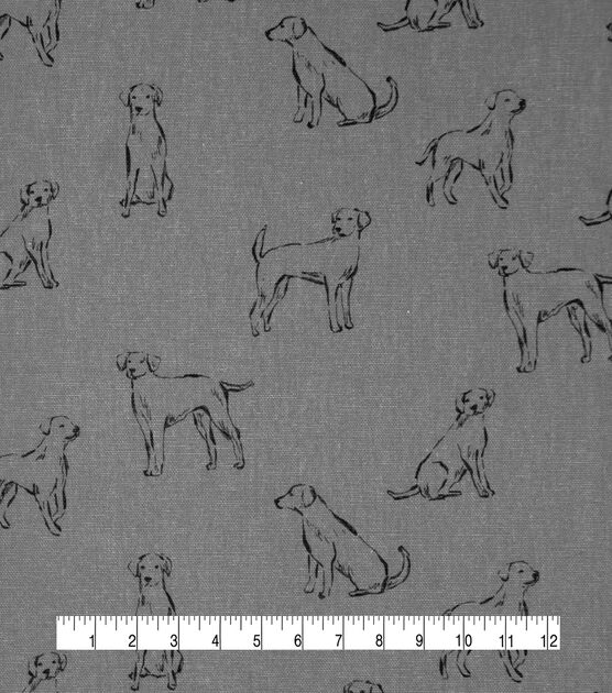 Grey Dogs Cotton Canvas Home Decor Fabric, , hi-res, image 2