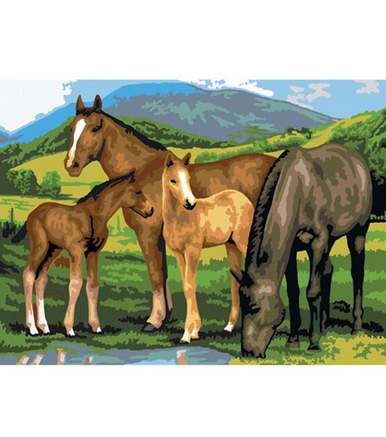 15-1/4"x11-1/4" Junior Paint By Number Kit Horse & Foals