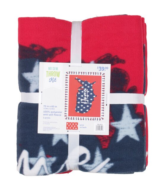 72" Wide Patriotic Home No Sew Fleece Blanket, , hi-res, image 2