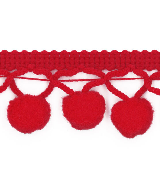 Simplicity Lattice Pom Pom Trim 1.5'' Red