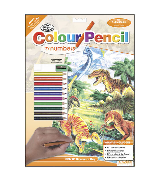 Royal Brush 8 3/4"x11 3/4" Colour Pencil By Number Dinosaurs Day