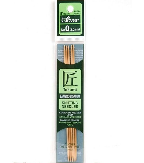 Clover 5" Size 0 Bamboo Double Point Knitting Needle Set 5ct