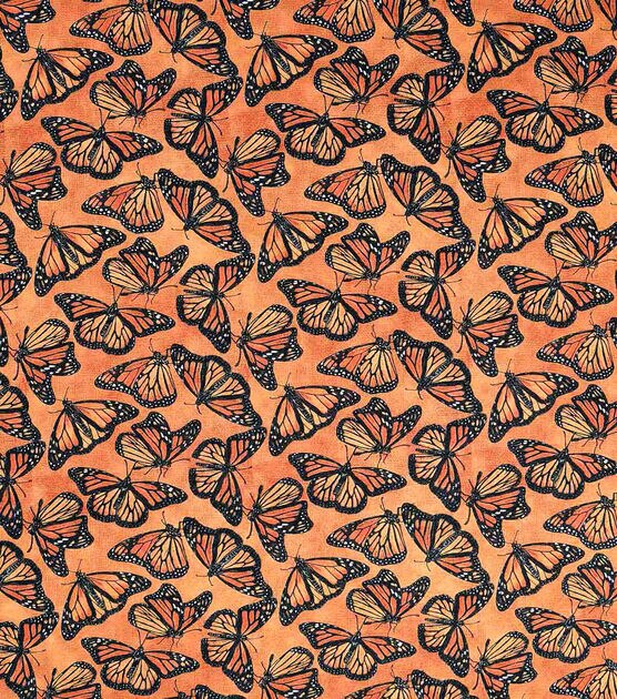 Butterflies on Orange Quilt Cotton Fabric by Keepsake Calico