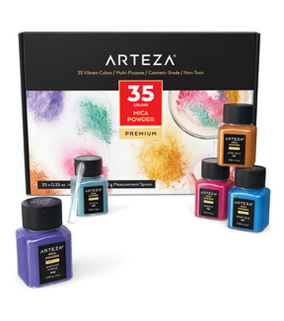Arteza Mica Powder for Epoxy Resin, 35 Colors, 0.35 oz Bottles, Art  Supplies for Candle Making & DIY Crafts