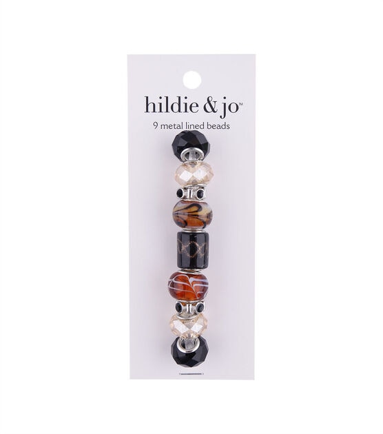 15mm Black & Brown Metal Lined Glass Beads 9ct by hildie & jo