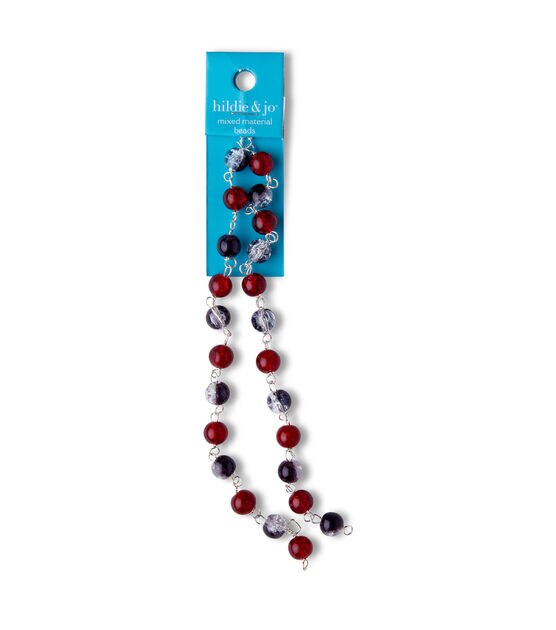 14" Red & Black Round Glass Strung Beads by hildie & jo