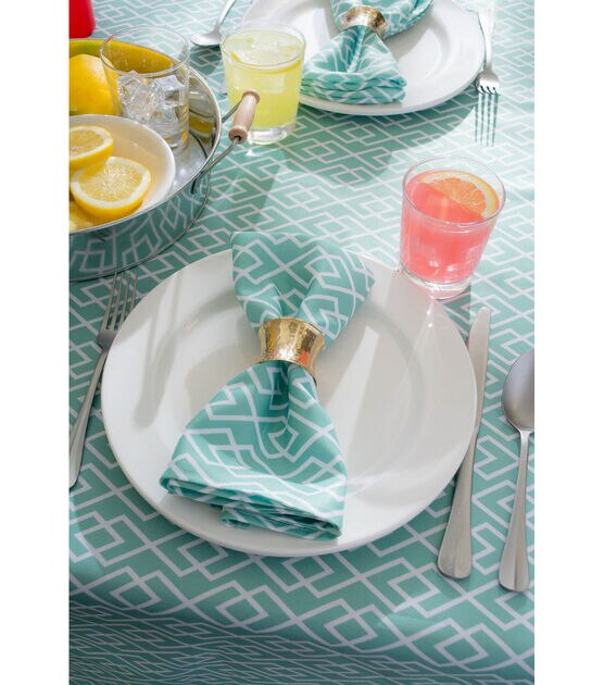 Design Imports Aqua Diamond Outdoor Tablecloth with Zipper 84", , hi-res, image 5