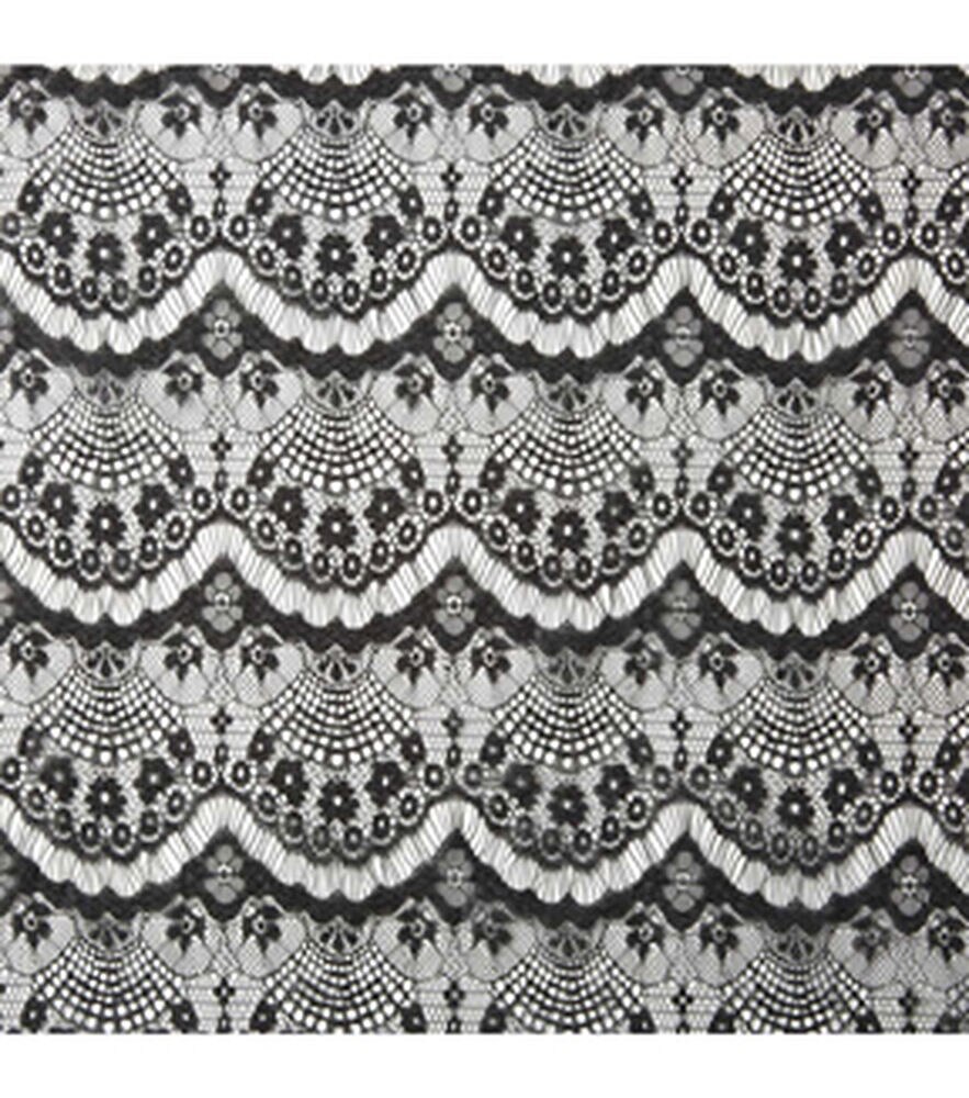 Eyelash Lace Fabric by Casa Collection, Black, swatch