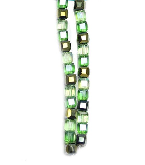 6mm Green Square Crystal Strung Beads by hildie & jo, , hi-res, image 2