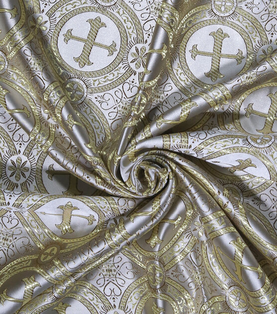 Brocade Fabric Gold Cross
