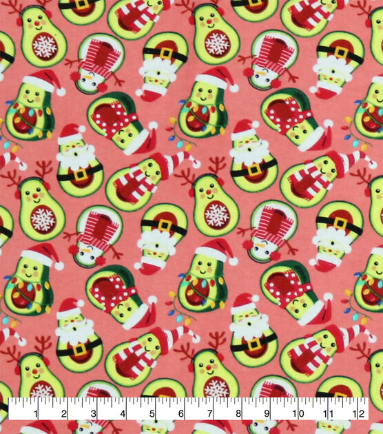 Avocado Santa & Snowmen Super Snuggle Christmas Flannel Fabric