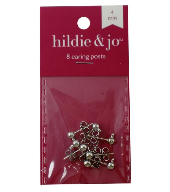4mm Silver Metal Butterfly Earring Posts 8pk by hildie & jo
