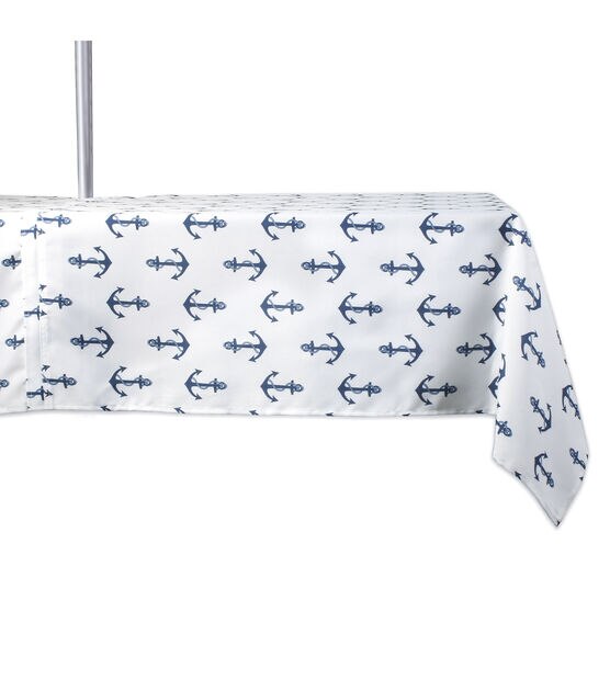 Design Imports Anchors Outdoor Tablecloth with Zipper 84"