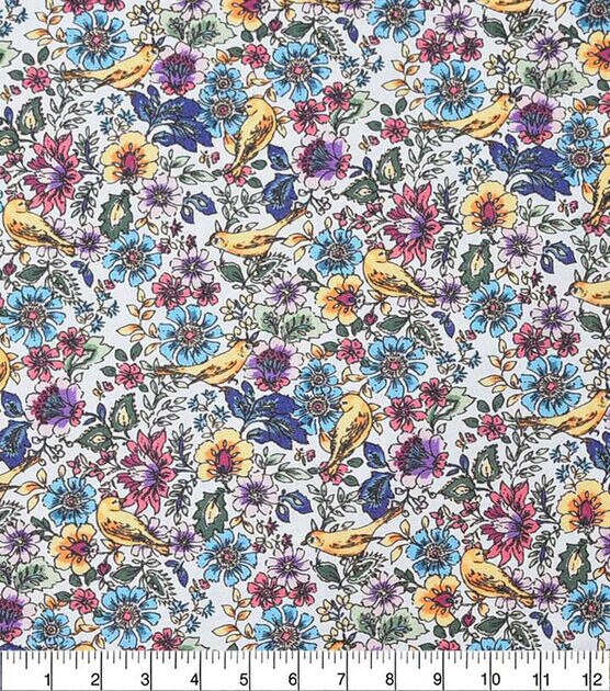 Multicolor Floral & Birds Quilt Cotton Fabric by Keepsake Calico, , hi-res, image 2