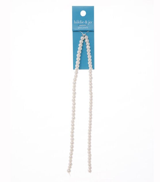 12" x 4mm White Glass Pearl Strung Beads by hildie & jo