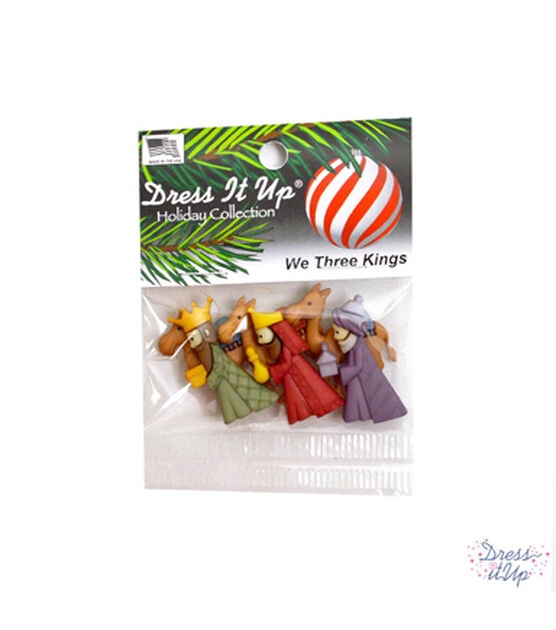 Dress It Up 6ct We Three Kings Shank Buttons, , hi-res, image 2