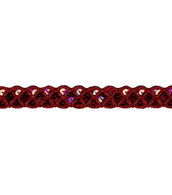 Wrights Sequin Trim with Starglow 0.88'' Red, , hi-res, image 2