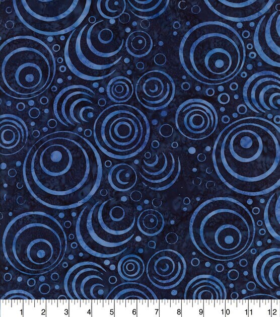 Navy Circles Batik Cotton Fabric, , hi-res, image 2