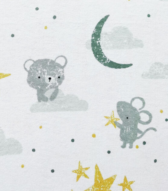 Baby Bear & Mouse Allover Nursery Flannel Fabric