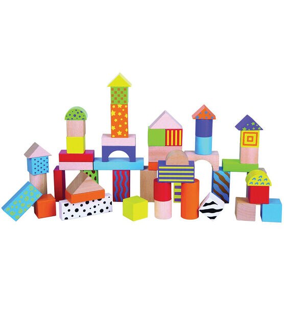 The Original Toy Company 50ct Multicolor Wood Building Block Set