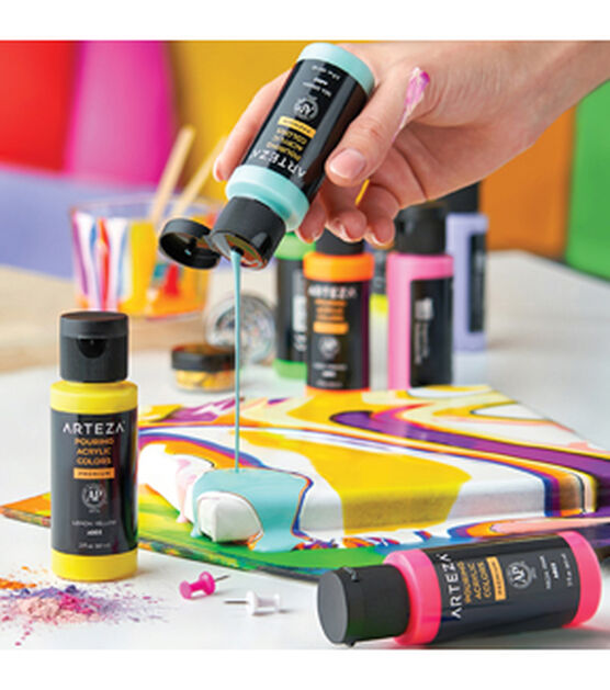 Arteza Acrylic Pouring Paint 2oz Bottles Set of 32 Assorted Colors High Flow