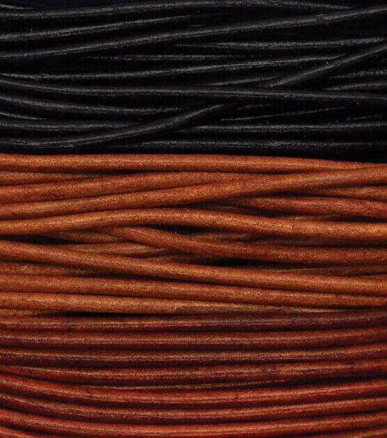 Realeather Lace 1.5mm Carded 2yd Black Brown & Natural, , hi-res, image 2