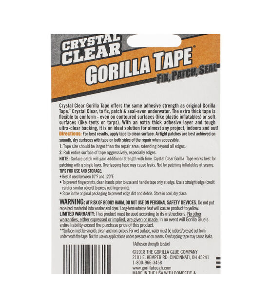 Gorilla Glue Crystal Clear Tape 1.5''X15', , hi-res, image 2