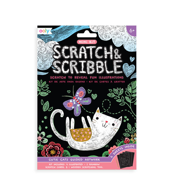 OOLY 7ct Mini Cutie Cats Scratch & Scribble Art Kit, , hi-res, image 1