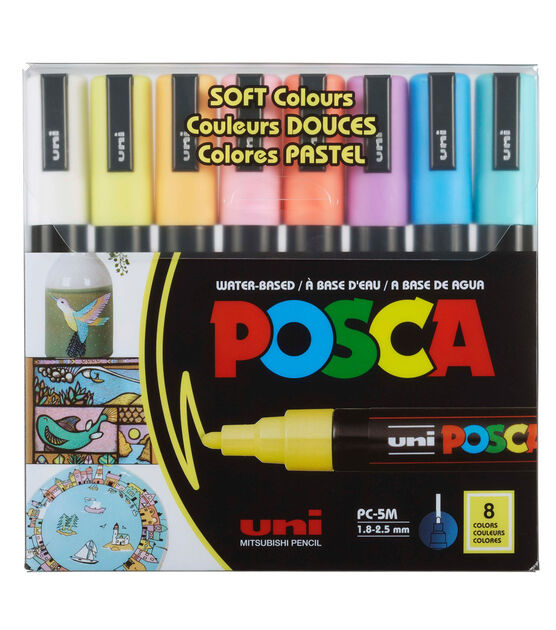 POSCA Paint Marker Soft Color PC-5M Medium Set 8pc